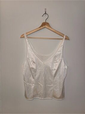 Vintage Vanity Fair Ivory Satin Lace-Trim Camisole